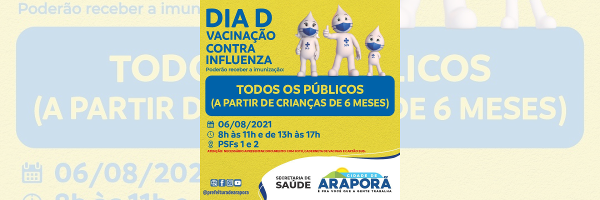 Imagem destaque notícia SEXTA-FEIRA &Eacute; DIA DE SE VACINAR CONTRA GRIPE/INFLUENZA