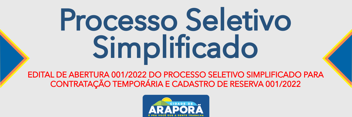 Imagem destaque notícia EDITAL DE ABERTURA 001/2022 DO PROCESSO SELETIVO SIMPLICADO PARA CONTRATAÇÃO TEMPORÁRIA E CADASTRO DE RESERVA 001/2022 