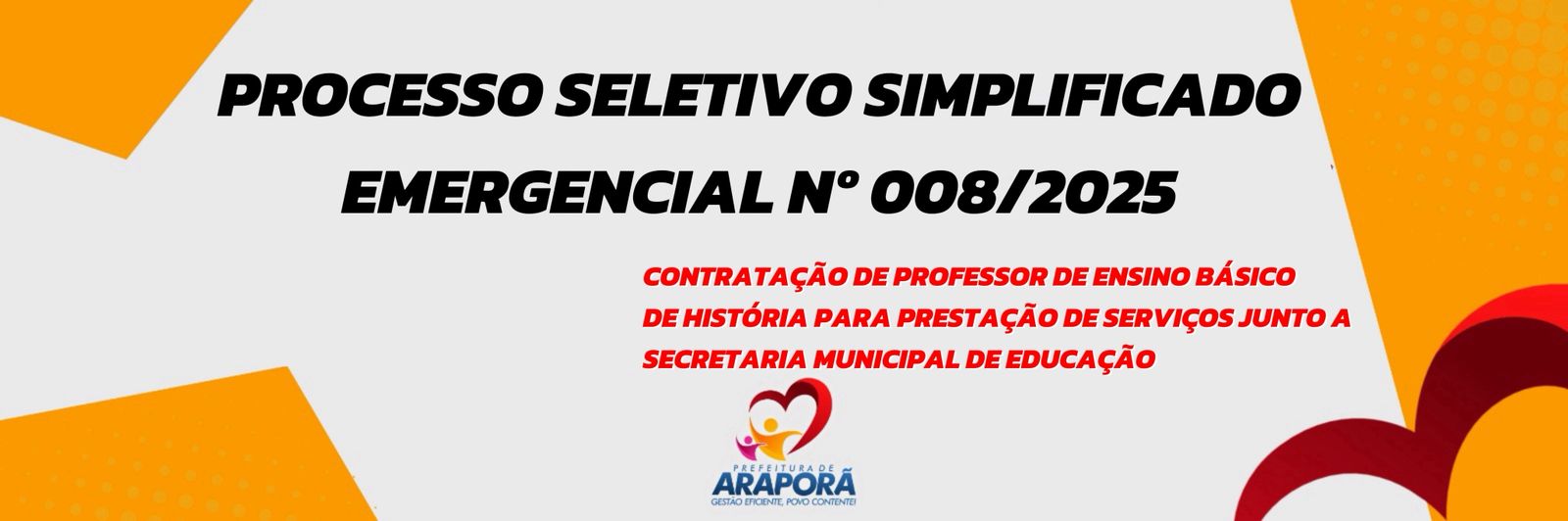 Imagem destaque notícia PROCESSO SELETIVO SIMPLIFICADO EMERGENCIAL Nº 008/2025