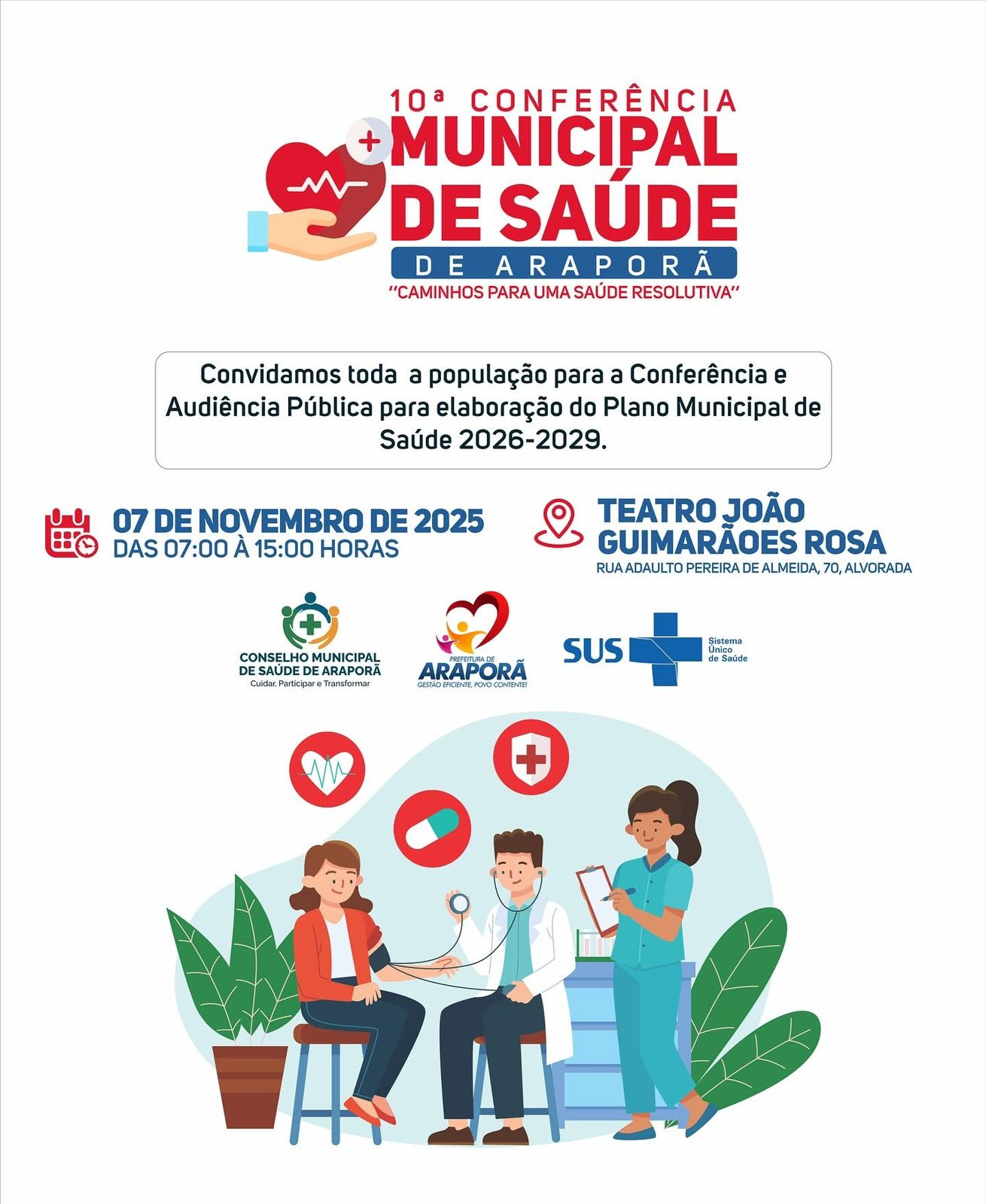 Imagem destaque notícia 10ª Conferência Municipal de Saúde de Araporã Tema: “Caminhos para uma Saúde Resolutiva”