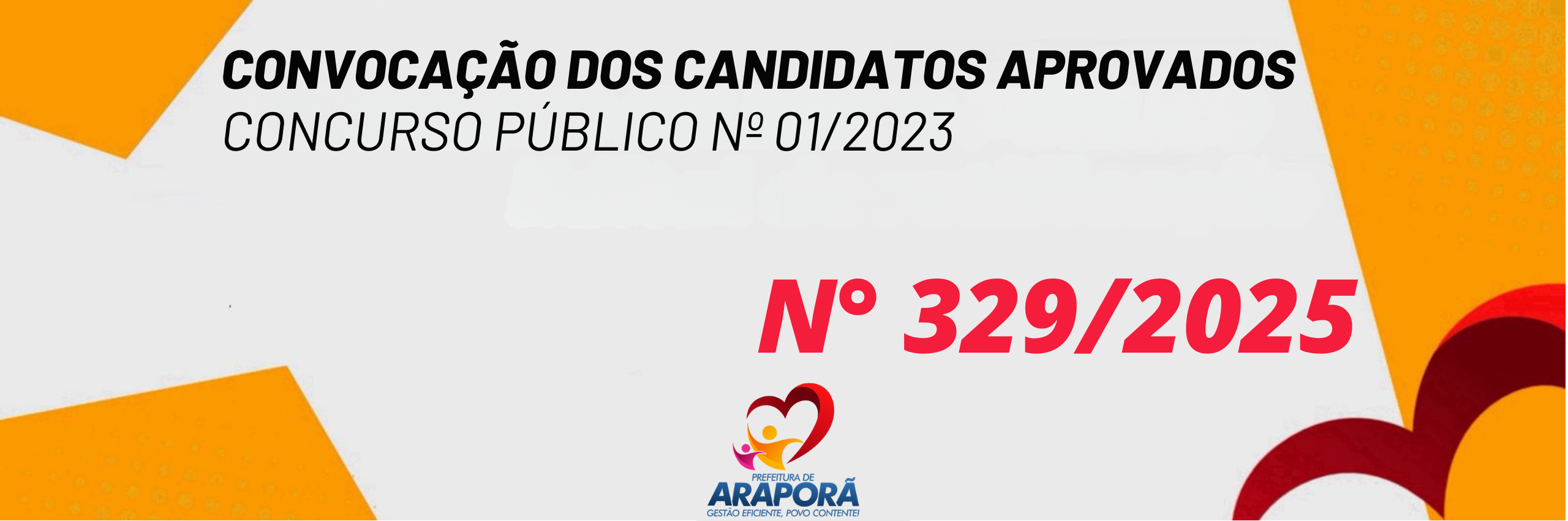 Imagem destaque notícia  Ficam CONVOCADOS os candidatos aprovados no Concurso Público, realizado por esta municipalidade, conforme Edital nº 001/2023