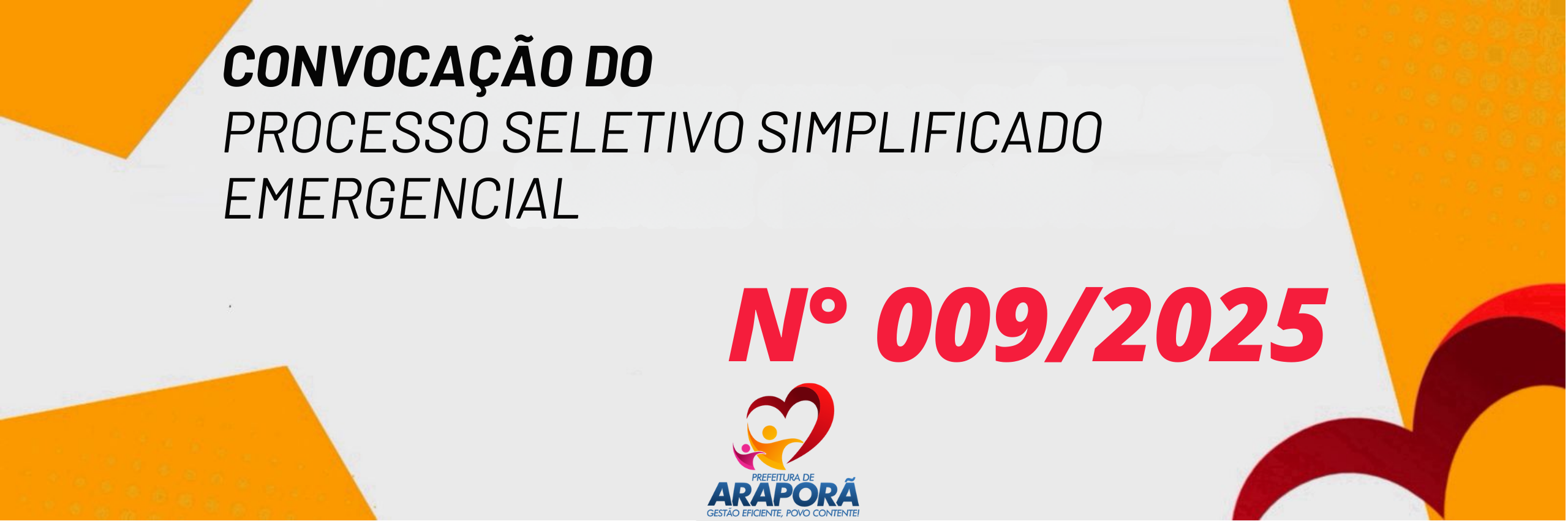 Imagem destaque notícia CONVOCA&Ccedil;&Atilde;O DO PROCESSO SELETIVO SIMPLIFICADO EMERGENCIAL N&ordm; 009/2025